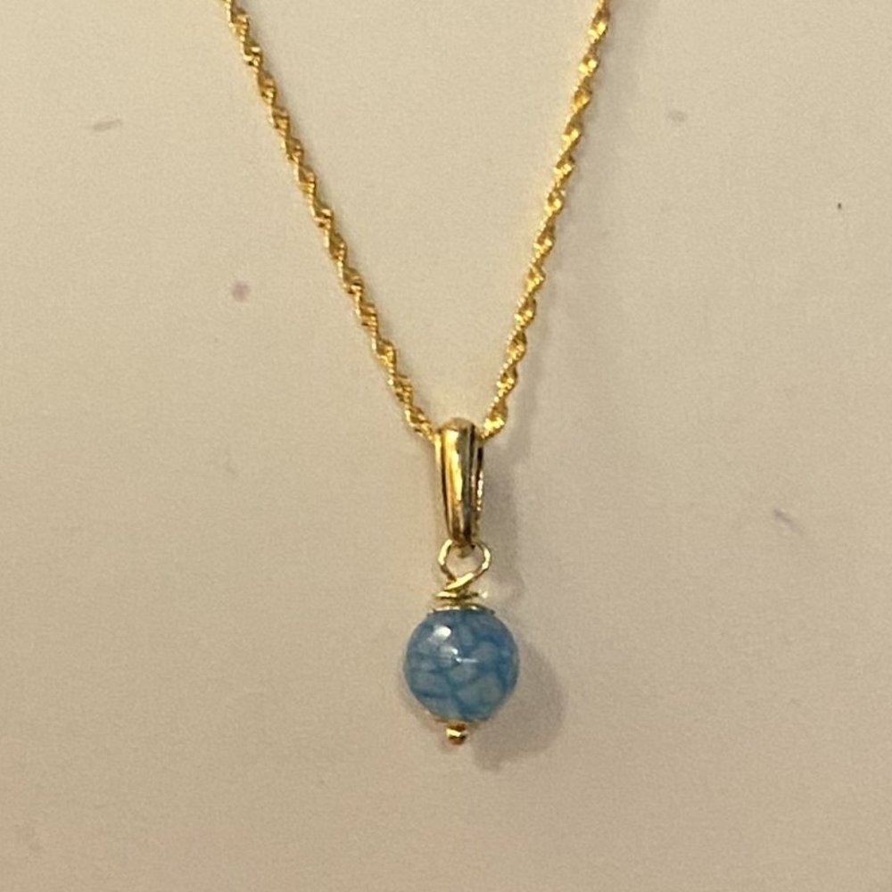 NEW genuine natural faceted Sky-Blue Fire Agate necklace